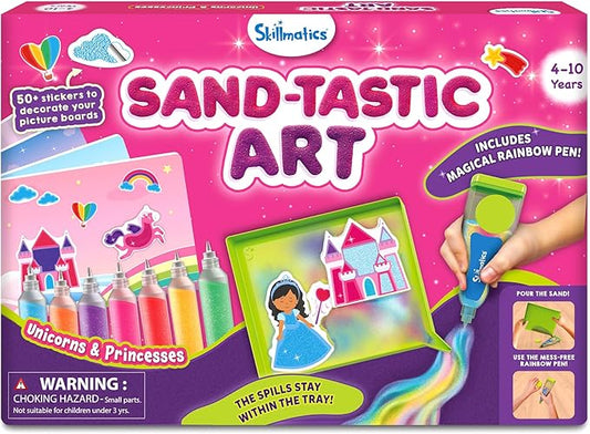 Skillmatics Art & Craft Activity - Sand-Tastic Art Unicorns & Princesses, Easter Basket Stuffers, Sand Art for Kids, Craft Kits & Supplies, DIY Creative Activity, Gifts for Ages 4, 5, 6, 7, 8, 9, 10
