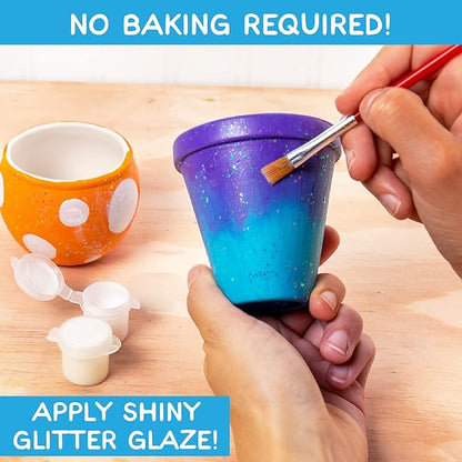 Made By Me Paint Your Own Ceramic Pottery, Fun Ceramic Painting Kit for Kids, Paint Your Own Ceramic Pottery Dish, Flower Pot, Vase & Bowl, Great Staycation Activity for Kids Ages 6, 7, 8, 9, Multi