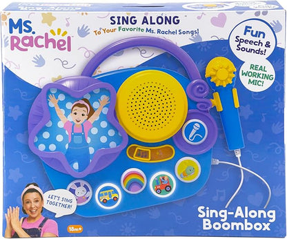 eKids Ms Rachel Karaoke Microphone with Boombox for Fans of Toddler Toys, Kids Karaoke Machine with Built in Music, Great Gifts for Kids