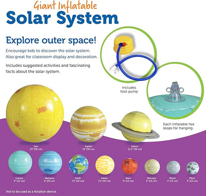 Learning Resources Giant Inflatable Solar System - Grades K+ Solar System Demonstration Tool, Solar System Model, Inflatable Planets for Classroom