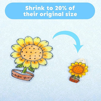 Auihiay 198 Pieces Shrink Plastic Kit Include 20 Sheets Shrinky Paper, Hole Punch, Keychains Accessories and Pencils for DIY Ornaments or Creative Craft