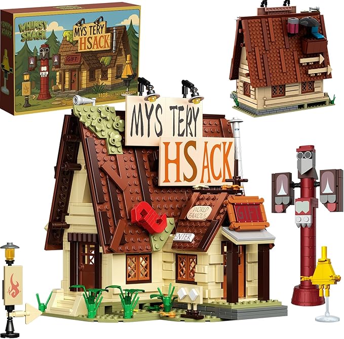Mystery House Building Sets, 1108 PCS Gravity Shack Building Blocks Toy, Compatible with Lego House Cabin, Christmas Birthday Gift for Boys Girls Adults and Fans