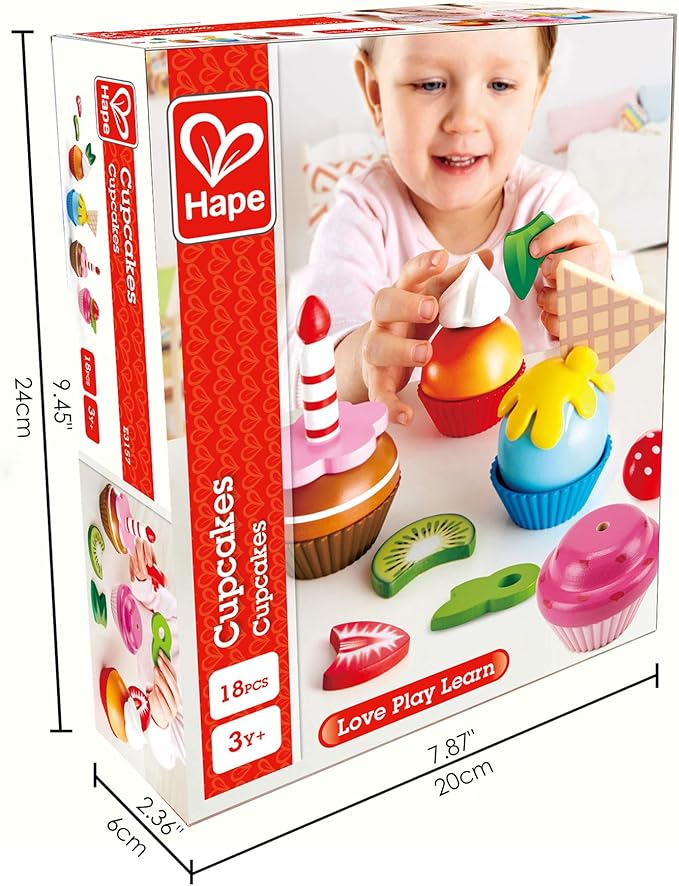 Hape Cupcakes | Colorful Wooden Cupcakes, Children’S Pretend Play Food Kitchen Toy