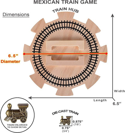 Mexican Train Dominoes Set Double 12 Color with Numbers and Wooden Hub 8 Metal Trains and Aluminum Case