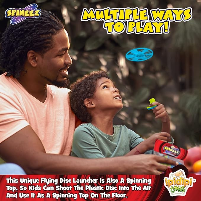 IPIDIPI TOYS Light Up Spinning Tops and Flying Saucer Disc - Light Up Spinner Toy for Kids - Christmas Party Favors, Stocking Stuffers, Birthday Gifts, Cool Games Boys and Girls, Red, Pack of 12 Sets