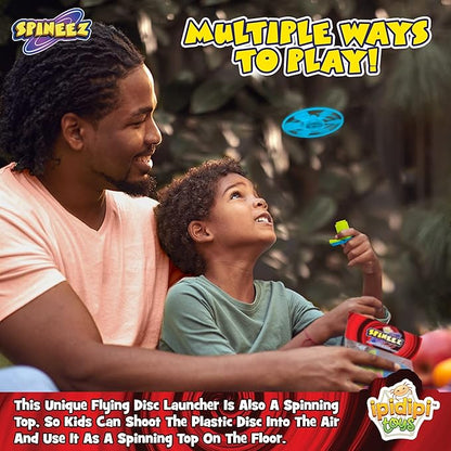 IPIDIPI TOYS Light Up Spinning Tops and Flying Saucer Disc - Light Up Spinner Toy for Kids - Christmas Party Favors, Stocking Stuffers, Birthday Gifts, Cool Games Boys and Girls, Red, Pack of 12 Sets