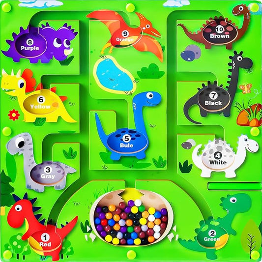 Magnetic Color and Number Maze,Montessori Toys for 3 4 5 Year Old Boys Girls,Wooden Puzzle Activity Board,Gifts for Preschool Sensory Activities for Toddlers.