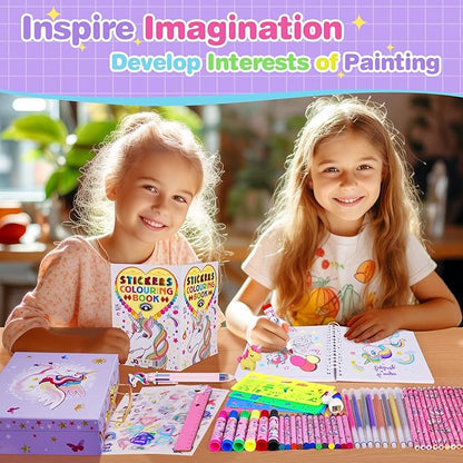 homicozy Art Supplies for Kids,66PCS Drawing Kits with Unicorn Storage Case for Girls Age 4-12,Coloring Art Case,Crayon,Colored Pencils,Coloring Book Sketch Book Drawing Stuff,Gift Toys for Girls 4 Up