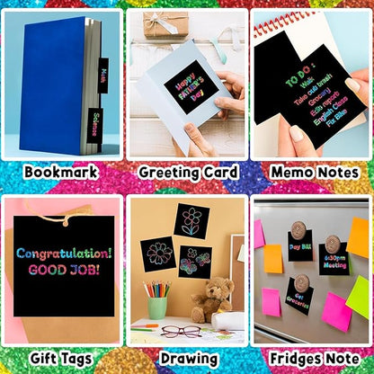 PURPLE LADYBUG Rainbow Holographic Scratch Art Mini Notes - Easter Basket Stuffers for Girls, Teen Girl Gifts, Cool Trendy Stuff, Arts and Crafts for Kids Ages 4-12