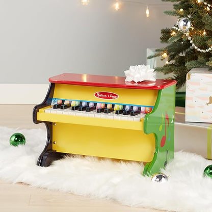 Melissa & Doug Learn-To-Play Piano With 25 Keys and Color-Coded Songbook Toy Piano For Baby, Kids Piano Toy, Toddler Piano Toys For Ages 3+, Yellow/Brown,green