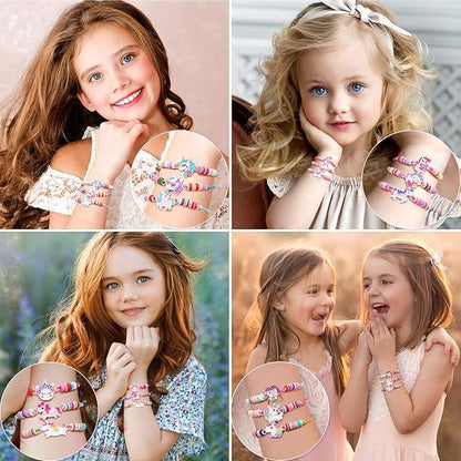 12 Pcs Unicorn Girls Bracelet for Kids Jewelry Toddler Friendship Bracelets Adjustable Toy Gift Pretend Play Goodie Bag Classroom Reward Rainbow Unicorn Party Favors Supplies