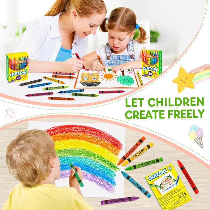 Crayons 24 Count, 36 Pack Crayons Bulk of Assorted Colored, Crayons for Toddlers and Kids, Back to School Supplies for Kids, Durable & Non-Toxic Travel Crayons Party Favors for Classroom & Home