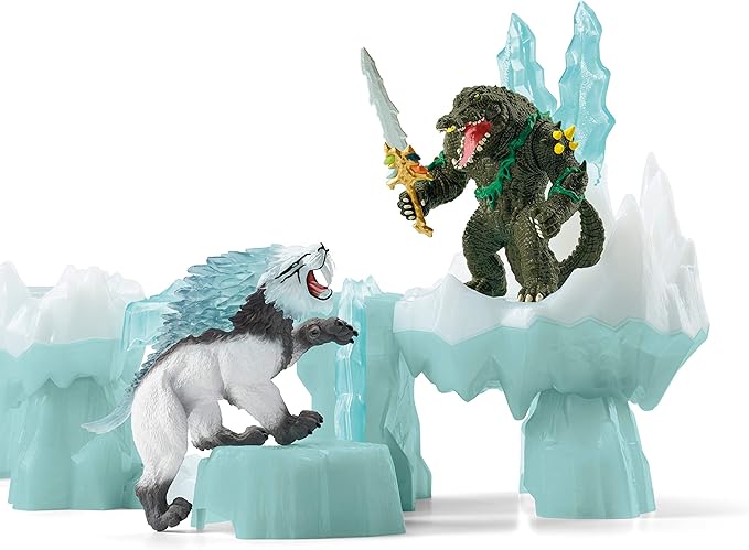 Schleich Eldrador Creatures, Mythical Creatures Toys for Kids, Attack on Ice Fortress Set with Ice Monster and Jungle Monster Action Figures, Ages 7+
