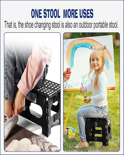 Acko 12pack 11 Inch Folding Step Stool Plastic Foldable Step Stools for Kids, Adults, Kitchen Small Collapsible Fold Up Stepping Stool Black