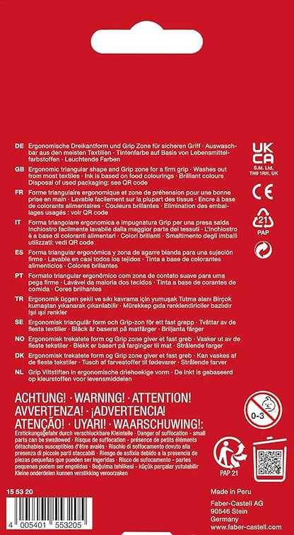 Faber-Castell Grip Color Markers - 20 Washable Fineline Markers