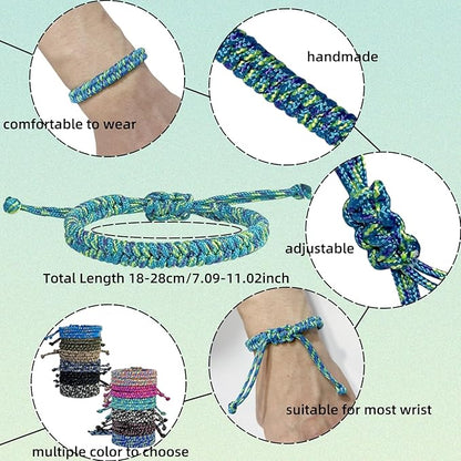 24 pcs Braided Friendship Bracelets for Teen Girls Boys Woven Paracord Bracelets Set Valentines Exchange Gifts Easter Basket Fillers for Teens Teenager Birthday Christmas Party Favors