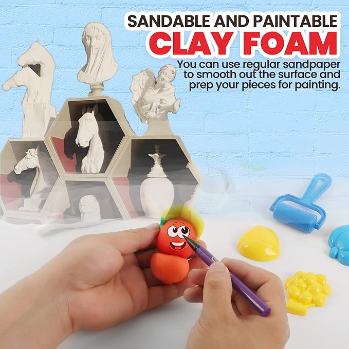 3.3 lbs Moldable Cosplay Foam Clay (White) – High Density and Hiqh Quality for Intricate Designs | Air Dries to Perfection for Cutting with a Knife or Rotary Tool, Sanding or Shaping