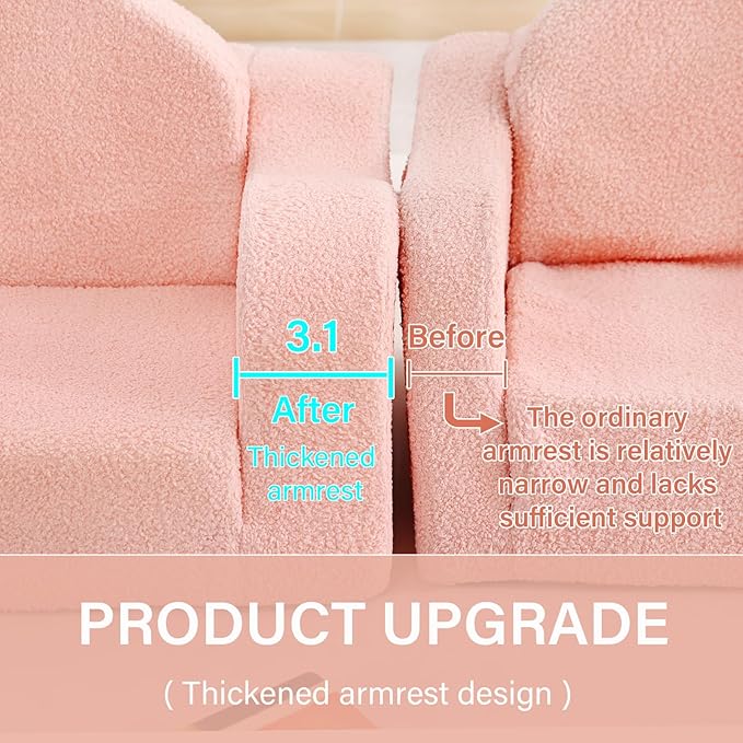 Tiita Kids Sofa, 2-in-1 Kids Sofa Chair, Convertible Children Couch to Lounger, Flip Out Kids Sofa Chair, Toddler Armrest Chair Bed, Folding Kids Play Sofa for Girl or Boy, White Flower