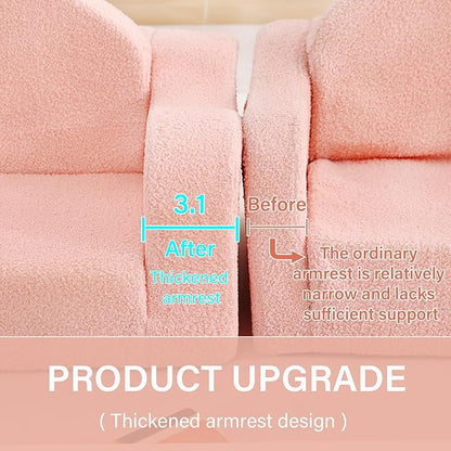 Tiita Kids Chairs for Toddler, 2-in-1 Toddler Soft Sherpa Couch Fold Out, Convertible Sofa to Lounger for Girls and Boys, Beige