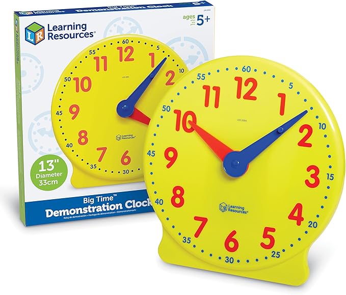 Learning Resources Big Time Learning Clock, Analog Clock, Homeschool, 12 Hour, Basic Math Development, Ages 5+
