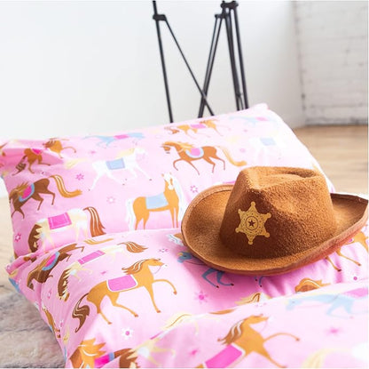 Wildkin Kids Floor Lounger: Ideal for Boys and Girls, Travel-Friendly, Perfect for Sleepovers - Pillow Lounger for Kids, Requires Standard Size Pillows Not Included (Horses)