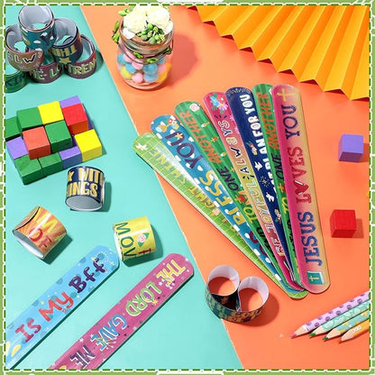 Jenaai Christian Slap Bracelets Religious Party Favors Bible Verses Bracelets Bulk Jesus Loves You Christian Crafts Sunday School Gifts Classroom Prizes