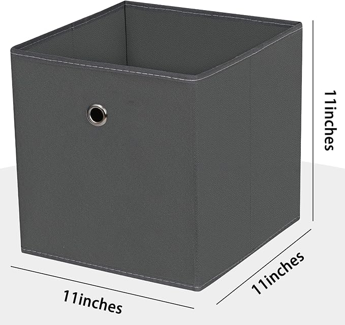 Foldable Storage Cubes Bins ,11 Inch Cloth Storage Cube Fabric Storage Box Cubes Organizer Baskets with Handles for Home Organizer Set of 3 (Grey)