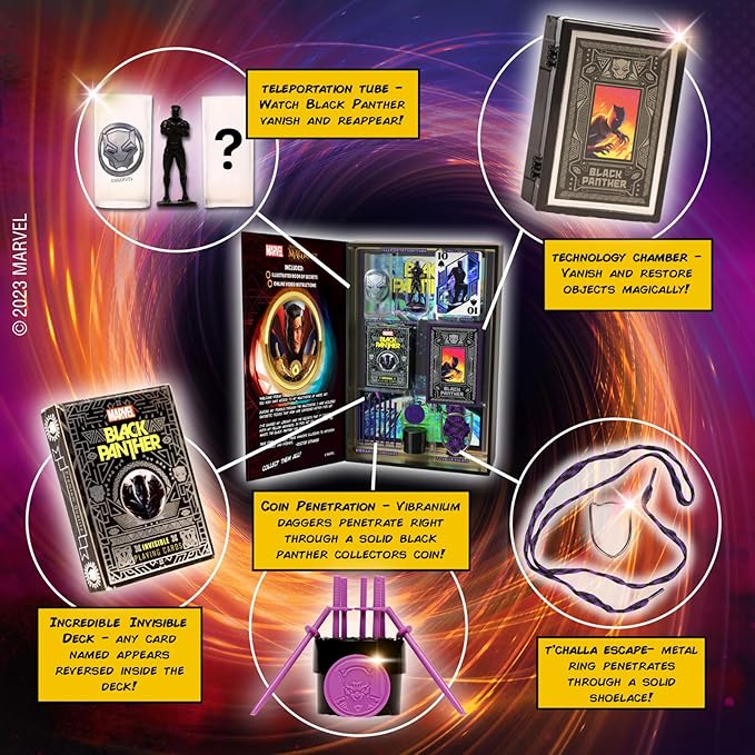 Fantasma Marvel’s Multiverse of Magic Black Panther Magic Kit for Kids and Adults | Magic Set Packaged Inside an Oversized Comic Book Art Storage Box | Magic Show with Over 100 Magic Tricks