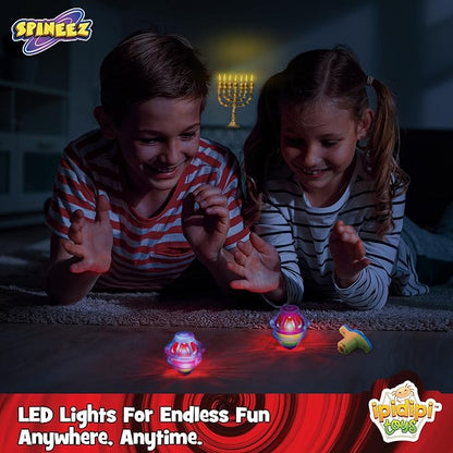 IPIDIPI TOYS Light Up Spinning Tops and Flying Saucer Disc - Light Up Spinner Toy for Kids - Christmas Party Favors, Stocking Stuffers, Birthday Gifts, Cool Games Boys and Girls, Red, Pack of 12 Sets