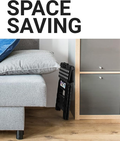 Delxo Folding Step Stool, 13 inch Non-Slip Foldable Stools for Kids & Adults Up to 300 LBS, Step Stool with Handle, Lightweight for Kitchen, Bathroom, Bedroom, Garden, Black, 1PC