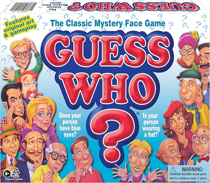 Guess Who? Board Game with Classic Characters by Winning Moves Games USA, Classic Children's Mystery Board Game of Deduction for 2 Players, Ages 6+ (1191)