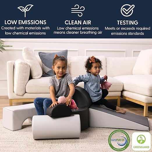 FDP Playtime and Climb Soft Play Set - 6-Piece Baby Climbing Blocks and Indoor Play Gym - Soft Play Climbing for Toddlers and Infants 10m+ (Navy/Orange)