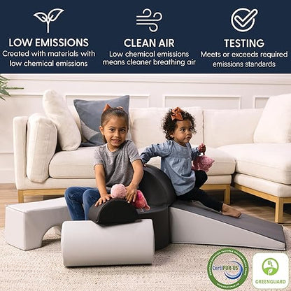 FDP Playtime and Climb Soft Play Set - 6-Piece Baby Climbing Blocks and Indoor Play Gym - Soft Play Climbing for Toddlers and Infants 10m+ (Navy/Orange)