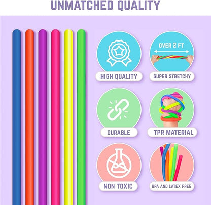 BUNMO Stretchy Strings - Sensory Toys for Toddlers - Stimulating & Addictive Sensory Toys for Kids - Fidget Toy - Hours of Fun for Kids - Non-Mouthable Toy 3+ - Mini Smooth 12 Pack