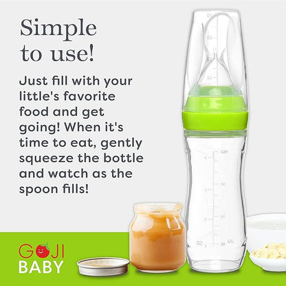 4 oz Silicone Baby Food Dispensing Spoon - 8 Pack - Great for 4+ Month Infants - Includes Stopper - Easy to Use and Mess-Free - Precise Food-Release Feeder-Great for Travel (Multicolored)