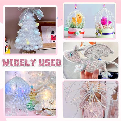 TOAOB 100pcs Christmas Glitter Pipe Cleaners Colorful Metallic Pipe Cleaners Craft Supplies 6mm x 12 Inch Chenille Stems Pipe Cleaners for Art DIY Crafts Decorations