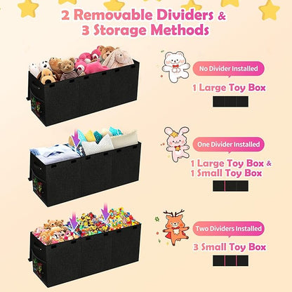Mabahoo Extra Large Toy Box, Collapsible Sturdy Kids Toy Chest for Boys, Girls, 40"x14"x16" Storage Organizer Toddler Storage Bins with Lids, Toybox Basket for Living Room, Bedroom, Nursery, Black