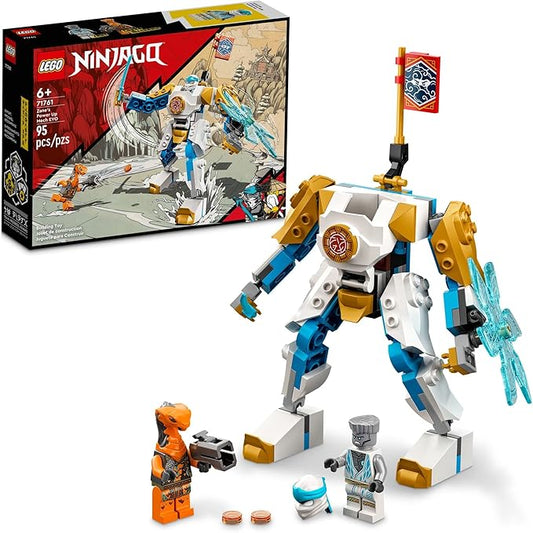 LEGO NINJAGO Zane’s Power Up Mech EVO Action Figure with Cobra Snake and Zane Minifigure, 71761 Collectible Mission Banner Series, Ninja Toys for Kids