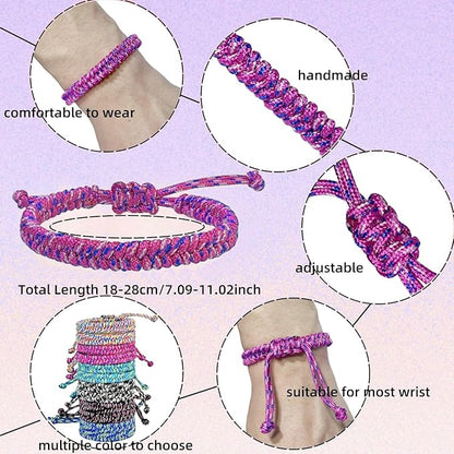 12 pcs Braided Friendship Bracelets for Teen Girls Woven Paracord Bracelets Set Valentines Exchange Gifts Easter Basket Fillers for Teen Teenager Birthday Christmas Party Favors