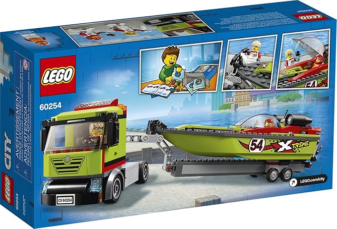 LEGO City Race Boat Transporter 60254 Race Boat Toy, Fun Building Set for Kids (238 Pieces)