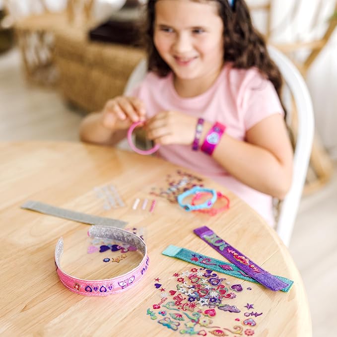 Melissa & Doug Design-Your-Own Jewelry-Making Kits - Bangles, Headbands, and Bracelets - DIY , Decorate With Stickers, Crafting Set For Kids Ages 4+