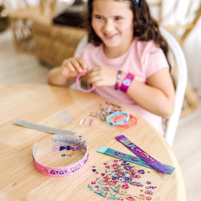 Melissa & Doug Design-Your-Own Jewelry-Making Kits - Bangles, Headbands, and Bracelets - DIY , Decorate With Stickers, Crafting Set For Kids Ages 4+