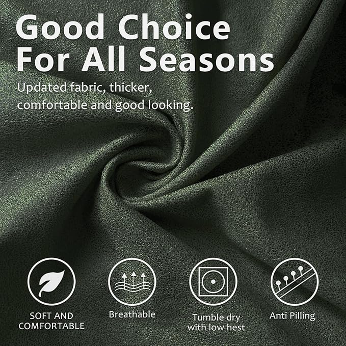 Leather Like Recliner Chair Covers Heavy Duty, 4 Pieces Lazy Boy Recliner Cover for Recliner Chair, Leather Cover for Recliner slipcovers Washable for Pets (Army Green)