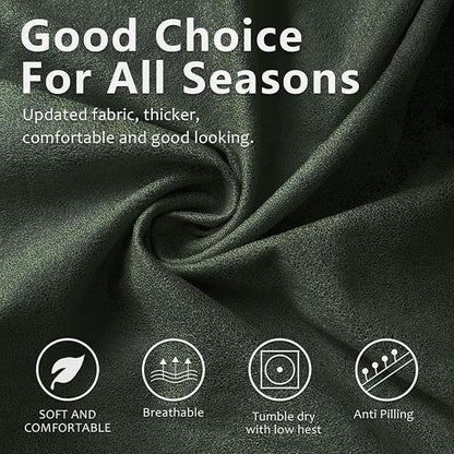 Leather Like Recliner Chair Covers Heavy Duty, 4 Pieces Lazy Boy Recliner Cover for Recliner Chair, Leather Cover for Recliner slipcovers Washable for Pets (Army Green)