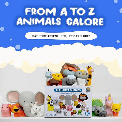 SplashEZ Bath Toys for Kids Ages 4-8, Kids Bath Toys for Boys, Mold Free Animals XL Bathtub Water Set for Children, Soft Durable, No Mold for Water Tub & Pool, Ages 0-1-3-4-5-6-8