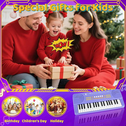 Upgraded Piano Keyboard Kids Toy for 4 Year Old Girl Birthday Gift 37 Key Purple Pianos with Microphone Toddler First Music Instrument Toys for 3 4 5 6 7 Year Old Boys Girls Gifts