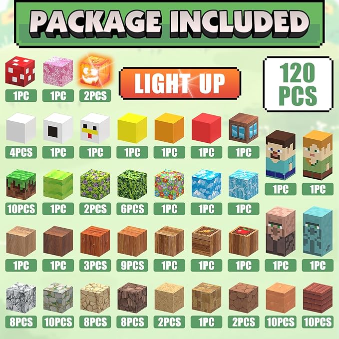 AIDYVOI 120pcs Magnetic Blocks for Kids 3+, Light Up Magnetic Building Blocks Toy Set, 1 inch 3D Construction Build Toys STEM Sensory Magnet Cubes Christmas Birthday Present