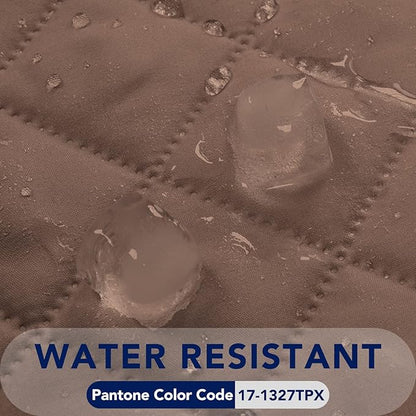 PureFit Reversible Quilted Sofa Cover, Water Resistant Slipcover Furniture Protector, Washable Couch Cover with Non Slip and Elastic Straps for Kids, Dogs, Pets (Small Recliner, Brown/Beige)