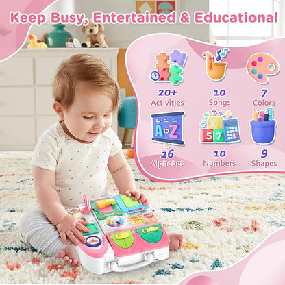 Montessori Toys for 1+ Year Old Girl Gifts, Busy Board Educational Toy for 2 Year Old Girl, Toddler Girl Learning Toy Age 1-2, First Christmas 1st Birthday Gifts for 1+ Year Old Girl Boy