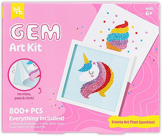 Ice Cream & Unicorn Gem Art Kit- 800+ pc Set, DIY Craft Project, Create Art That Sparkles, No-Mess Peel & Stick, Kids Ages 6+